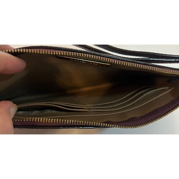 Michael Kors Leather Wristlet Wallet Clutch Burgundy Gold Tone Zipper - Picture 5 of 9